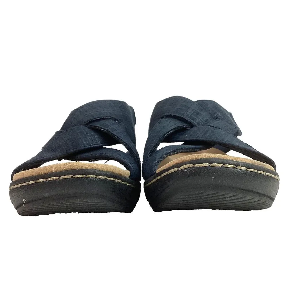 Clarks Merliah Echo Women 5.5(M) Blue Denim Strap Ankle Buckle Heel Sandal 28025 - Picture 2 of 9